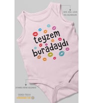 Teyzem Buradaydı Baskılı Bebek Zıbını – Çıtçıtlı Body  %100 Pamuk Sıfır Kol (Bebek Pembesi)