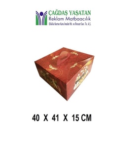 Büyük Kırmızı Yaş Pasta Kutusu 100 Adet - 085 40X41X15