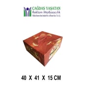 Büyük Kırmızı Yaş Pasta Kutusu 100 Adet - 085 40X41X15