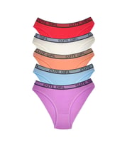 5 Adet Beli Yazılı Pamuklu Kalın Lastik Kadın Slip Külot