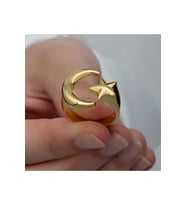 Gümüş Gold Ay Yıldız Kadın Yüzük CSR2185345