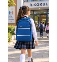 Mavi Lüks İlkokul Okul Çantası Çocuk Öğrenci Sırt Çantası Günlük Kullanım 45 x 30 x 15