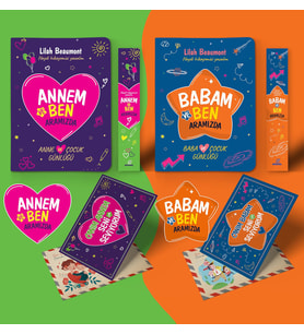 Ailem ve Ben Anne Baba Çocuk Günlüğü Kartpostal ve Ayraç İlaveli