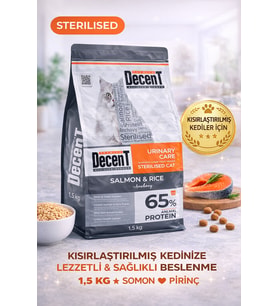 Decent Sterilised Urinary Care Balıklı ve Pirinçli Kısırlaştırılmış Kedi Maması 1.5 Kg