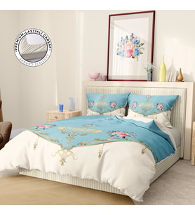 Monohome Premium Luxury Çift Kişilik Nevresim Takımı 3D Pamuk Saten Soft Stylish (MAVI-BEYAZ)