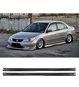 Honda Civic Vtec 2 Yan Marşpiyel Seti Plastik 2 Adet Mat Siyah 2001 2002 2003 2004 2005 2006 karlık+ek+bodykit