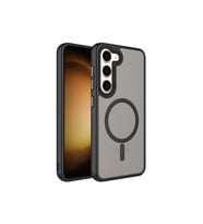 Samsung Galaxy S23 Uyumlu Kılıf Mat Arka Yüzey Wireless Şarj Özellikli Zore Flet M-safe Kapak (Siyah)