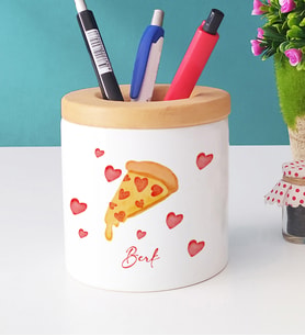 Kişiye Özel Pizza Lover Kalemlik (Beyaz)