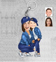 Kişiye Özel Anne Oğul Ahşap Anahtarlık-1