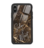 iPhone Xs Max Uyumlu Kahve Mermer Tasarımlı Glossy Telefon Kılıfı