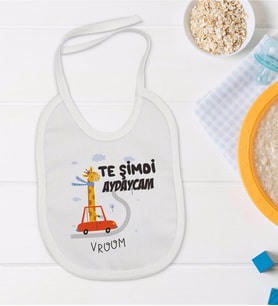 BK Kids Te Şindi Koparacam Tasarımlı Beyaz Bebek Mama Önlüğü-1