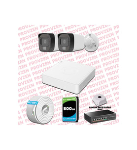 Provzen Hikvision 2 Kameralı IP Full HD Renkli Güvenlik Kamerası Mikrofonlu