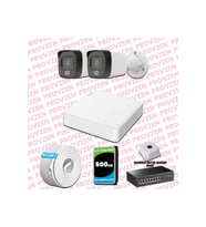 Provzen Hikvision 2 Kameralı IP Full HD Renkli Güvenlik Kamerası Mikrofonlu