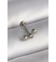 316L Çelik Gümüş Renk Zirkon Taşlı Tragus Piercing 5886