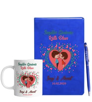 Sevgililer Gününe Özel Mavi Defter Kalem & Kupa Hediye Seti 2