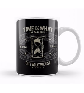 Time Flies Hourglass Kupa Bardak Porselen