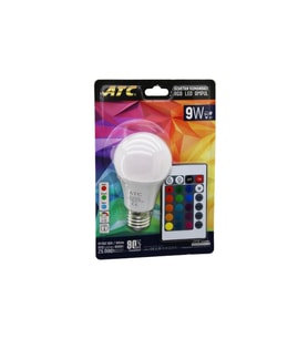 ATC-RGB-9W  KUMANDALI   9W=60W  RGB=16-RENKLİ LED AMPUL E27 800 LÜMEN 6500K 25.000 SAAT ÖMÜR GO-53-vice 05381