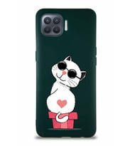 Oppo Reno 4 Lite Soft Premier Kapak Coolcat Tasarımlı Silikon Kılıf - Yeşil (Şeffaf)