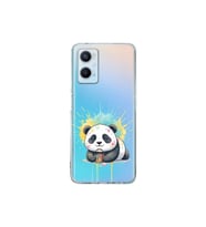 OPPO A96 ile Uyumlu Splash Panda Tasarımlı Şeffaf Silikon Kılıf