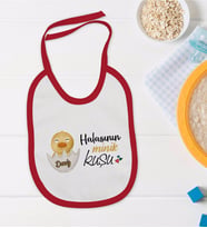 BK Kids Kişiye Özel Halasının Minik Kuşu Tasarımlı Kırmızı Bebek Mama Önlüğü-1