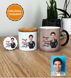 Kişiye Özel Karikatürlü Kolay Yetişmiyor Hediye Seti Kupa Bardak, Kalemlik, Anahtarlık Erkek Sevgiliye Abiye Babaya Doğum Günü Hediyesi (Siyah)