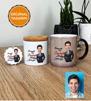 Kişiye Özel Karikatürlü Kolay Yetişmiyor Hediye Seti Kupa Bardak, Kalemlik, Anahtarlık Erkek Sevgiliye Abiye Babaya Doğum Günü Hediyesi (Siyah)