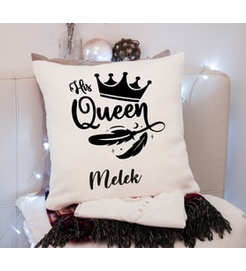 His Queen Baskı Yastık Kişiye Özel