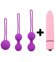 Carmine 3 Farklı Ağırlıkta Vajinal Anal Kegel Toplar ve Mini Vibratör (Mor)