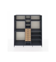 Kronos Dolap 10 Raflı 6 Çekmeceli 3 Askılı 220x59x243 Antrasit-Antrasit/Çam