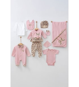Miniğimin Cicileri Leopar Desen 10 Parça Hastahane Çıkışı - Pembe