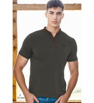 T9571 DEWBERRY FERMUARLI ERKEK T-SHIRT-HAKİ