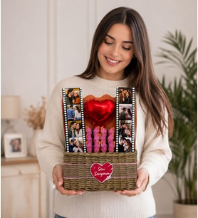 EL İŞÇİLİĞİ ÖRME SEPETLİ ROMANTİK FOTOĞRAF BUKETİ