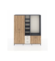 Hyperion Dolap 13 Raflı 3 Çekmeceli 4 Kapaklı 220x44x243 Antrasit-Çam/Aytaşı