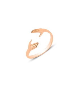 Gümüş rose sarılan eller ayarlamalı yüzük SGTL12159ROSE