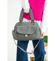 Klinkır Omuz Çantası Çok Cepli Hafif Kumaş Çapraz Postacı Çanta 30*25 Cm Günlük Kullanıma Uygun (Gri)
