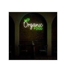 Organic FOOD Yazılı ve Şekilli Neon Tabela