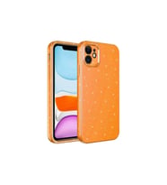 Apple iPhone 11 Uyumlu Kılıf Kamera Korumalı Simli Lüks Zore Koton Kapak (Turuncu)