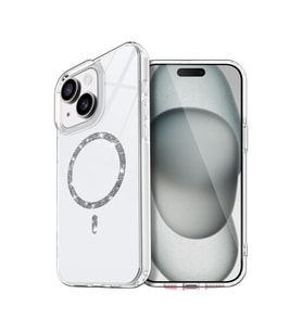 Iphone 15 Live Diamond Magsafe Kapak - Şeffaf