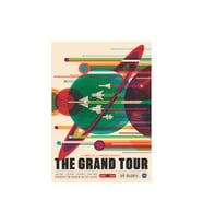 The Grand Tour Retro Uzay Temalı Ahşap Poster Tablo