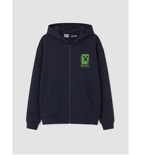 LCW Kids Lacivert Kapüşonlu Minecraft Erkek Çocuk Fermuarlı Sweatshirt