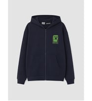 LCW Kids Lacivert Kapüşonlu Minecraft Erkek Çocuk Fermuarlı Sweatshirt