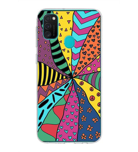 PrintiFy Samsung Galaxy M21 ile Uyumlu 1mm Slim Fit Retro Colors 4 Baskılı Şeffaf  Kılıf