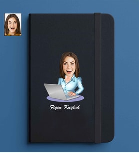 Kişiye Özel Kadın Model 13x21 Siyah Defter-7