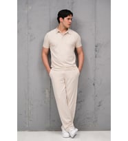 Regular Fit Likralı Kendinden Çizgili Yarım Baggy Pantolonlu T-shirt Takım