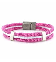 PEMBE BEYAZ BEYAZ ÜÇ SIRA HALAT İP ERKEK BİLEKLİK M009H