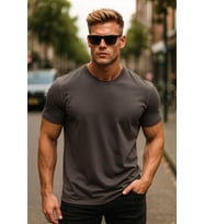Erkek %100 Pamuk Oversize Tişört Basic Bisiklet Yaka Kısa Kollu T-Shirt