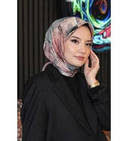 Geometrik Desen Taş Soft Pamuk Eşarp (Standart)
