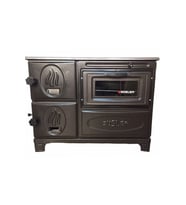 Süsler Mat Siyah Döküm Kuzine Soba + Fırınlı Soba + Döküm Soba Uyuyan Soba Kömür Sobası Odun Sobası SS-5313