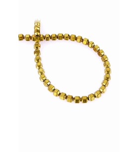 Hematit Doğal Taş Parlak Gold Özel Kesim 6x6mm Dizi [AA]