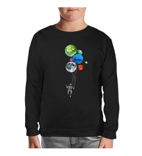 Gezegenler - Astronot Siyah Çocuk Sweatshirt